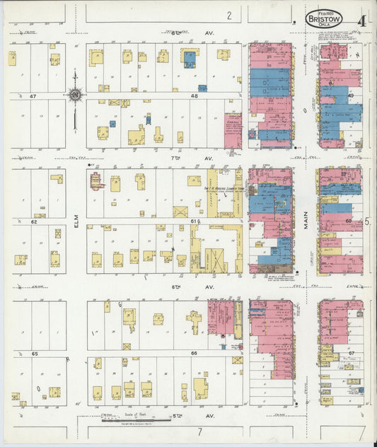 Sanborn Fire Insurance Map from Bristow, Creek County, Oklahoma (1920), Sheet #0004 - Historic Sanborn Fire Insurance Map Print, vintage old map wall art, antique decor, genealogy gift, Oklahoma Oklahoma map