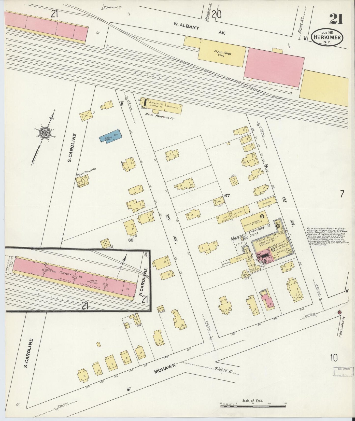 Sanborn Fire Insurance Map from Herkimer, Herkimer County, New York (1911), Sheet #0021 - Complete Map Set gallery image, historic Sanborn map, vintage wall art, New York New York