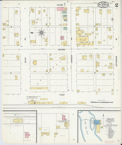 Sanborn Fire Insurance Map from Hebron, Thayer County, Nebraska (1904), Sheet #0002 - Complete Map Set gallery image, historic Sanborn map, vintage wall art, Nebraska Nebraska