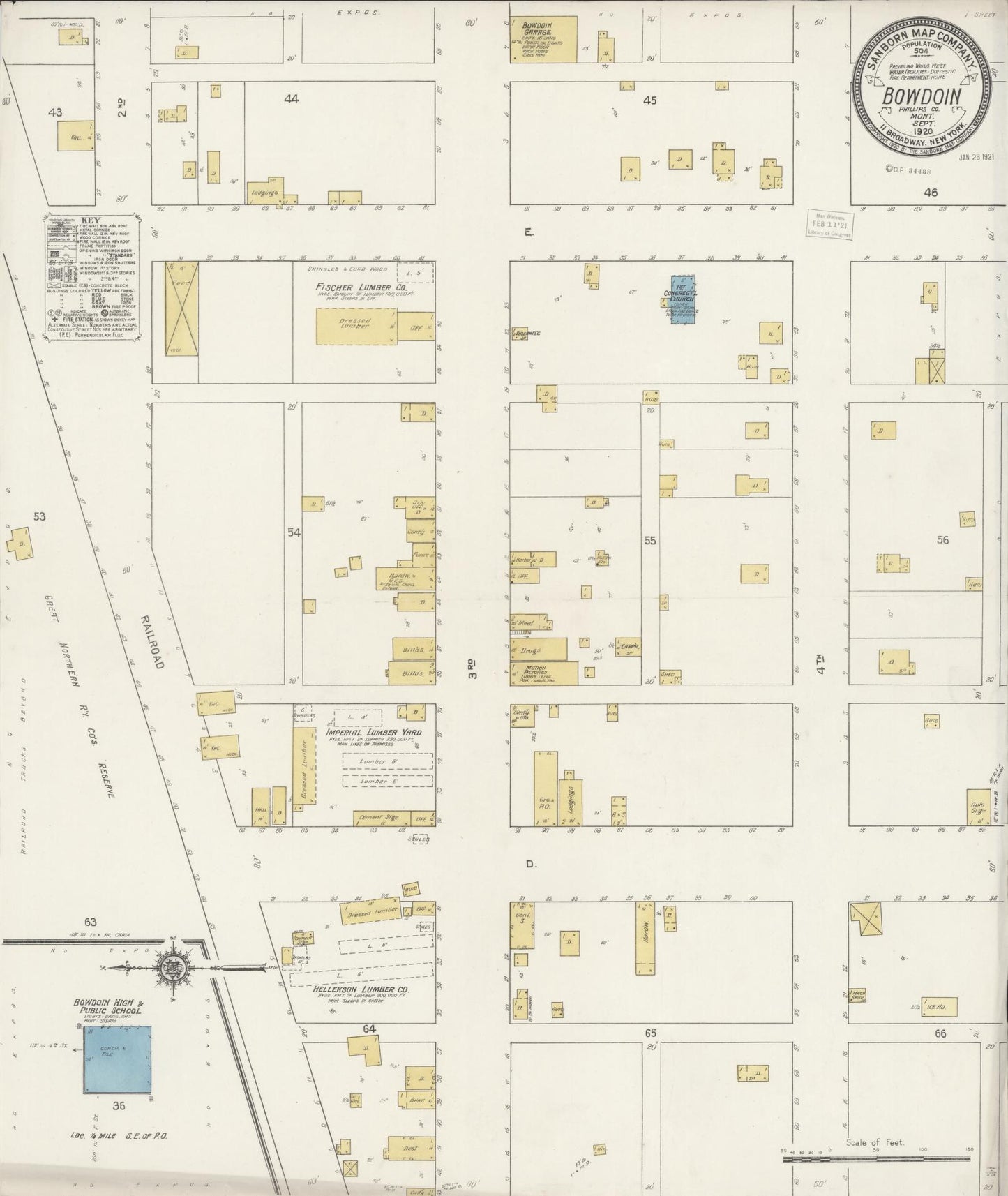 Sanborn Fire Insurance Map from Bowdoin, Phillips County, Montana. (1920) – Historic Sanborn Fire Insurance Map Print