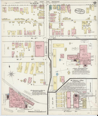 Sanborn Fire Insurance Map from Madison, Jefferson County, Indiana (1886), Sheet #0009 - Complete Map Set gallery image, historic Sanborn map, vintage wall art, Indiana Indiana