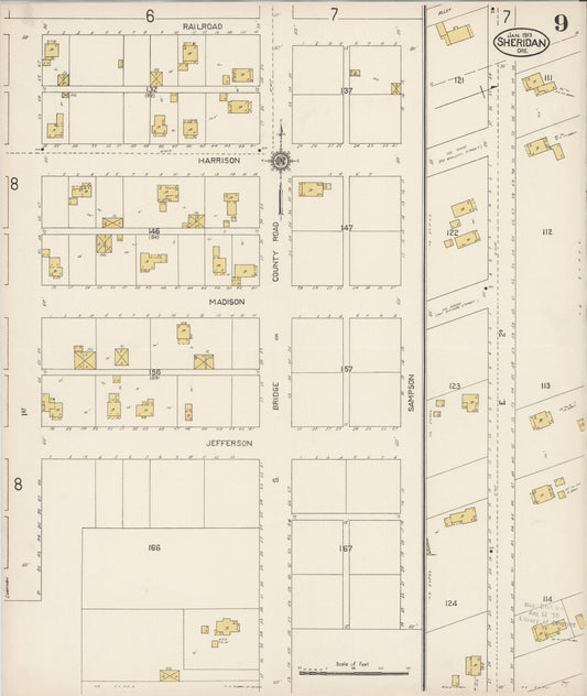 Sanborn Fire Insurance Map from Sheridan, Yamhill County, Oregon (1913), Sheet #0009 - Historic Sanborn Fire Insurance Map Print, vintage old map wall art, antique decor, genealogy gift, Oregon Oregon map