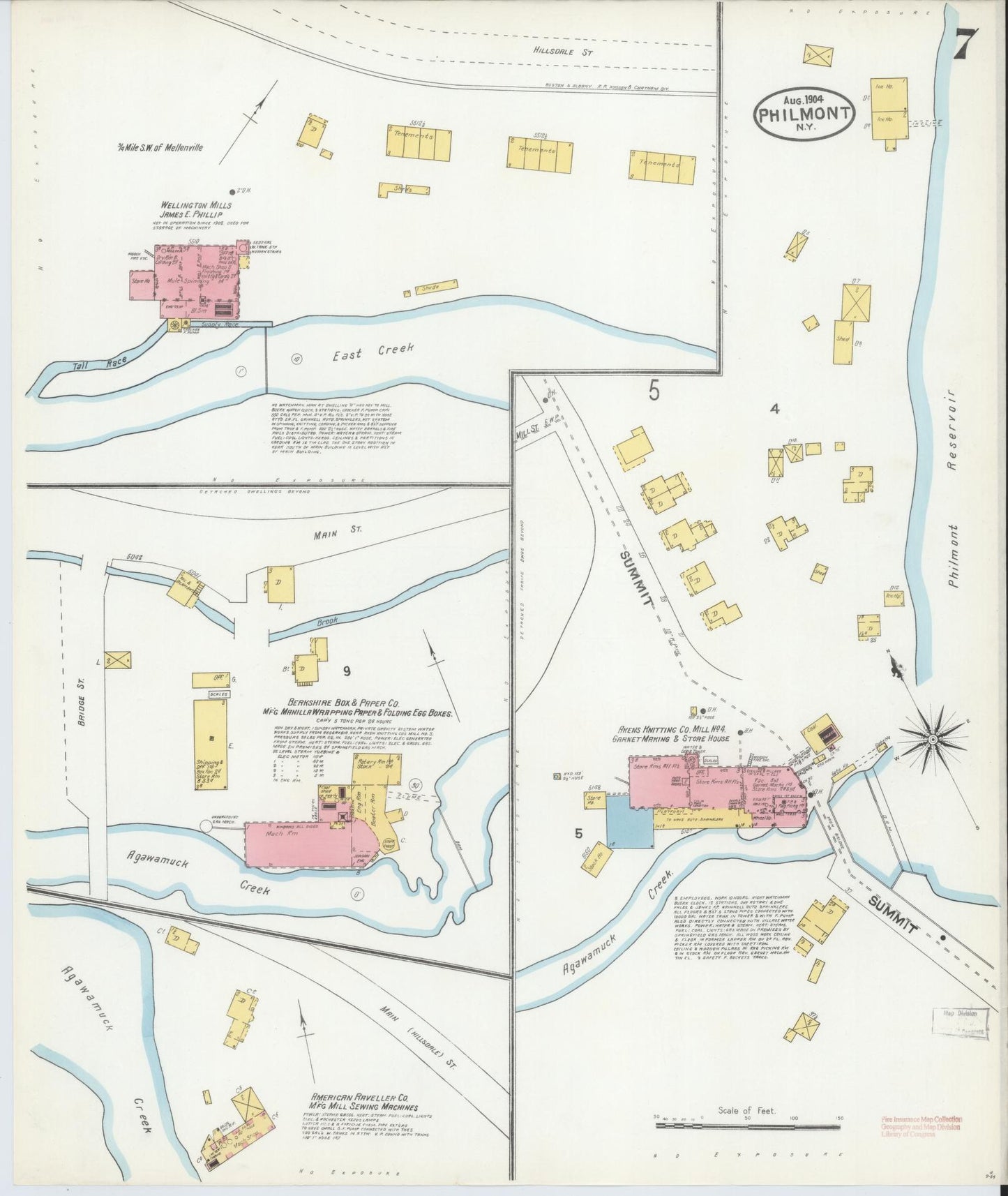 Sanborn Fire Insurance Map from Philmont, Columbia County, New York (1904), Sheet #0007 - Historic Sanborn Fire Insurance Map Print, vintage old map wall art, antique decor, genealogy gift, New York New York map