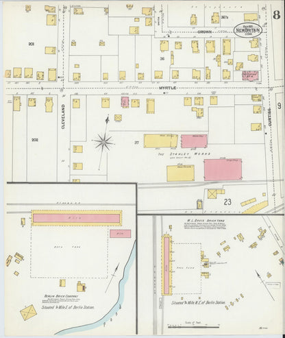 Sanborn Fire Insurance Map from New Britain, Hartford County, Connecticut (1901), Sheet #0008 - Complete Map Set gallery image, historic Sanborn map, vintage wall art, Connecticut Connecticut