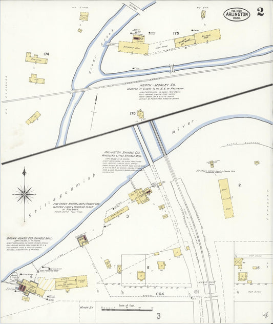Sanborn Fire Insurance Map from Arlington, Snohomish County, Washington (1909), Sheet #0002 - Historic Sanborn Fire Insurance Map Print, vintage old map wall art, antique decor, genealogy gift, Washington Washington map