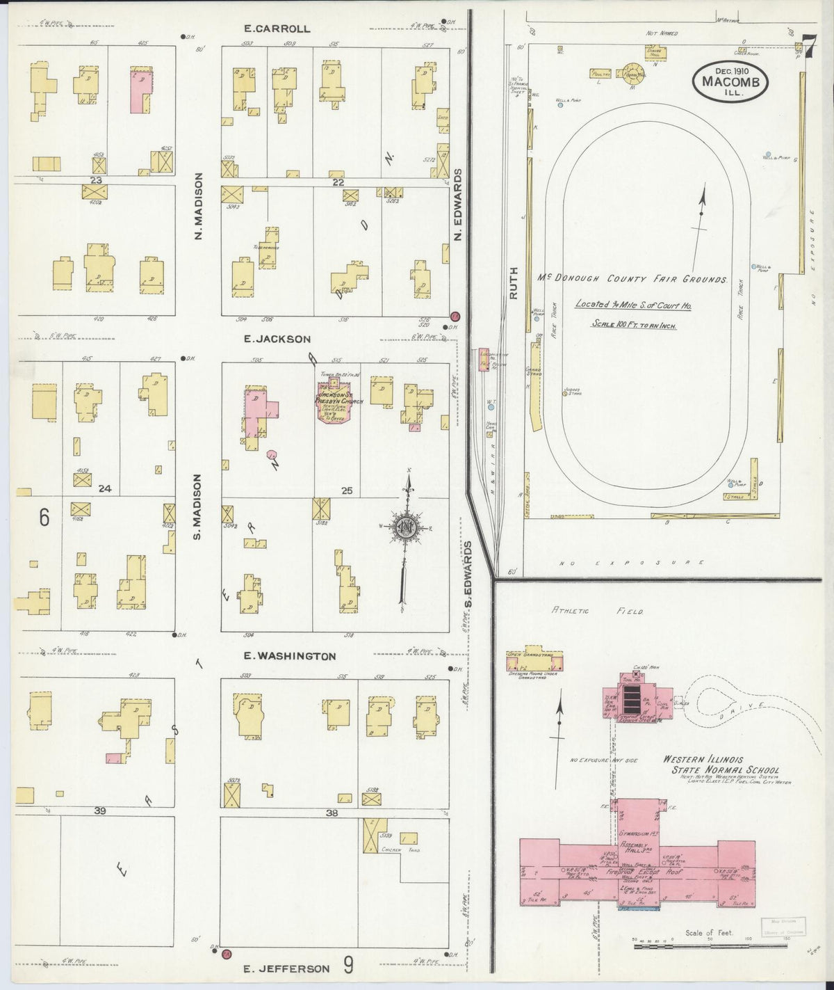 Sanborn Fire Insurance Map from Macomb, Mcdonough County, Illinois (1910), Sheet #0007 - Complete Map Set gallery image, historic Sanborn map, vintage wall art, Illinois Illinois
