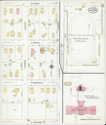 Sanborn Fire Insurance Map from Macomb, Mcdonough County, Illinois (1910), Sheet #0007 - Complete Map Set gallery image, historic Sanborn map, vintage wall art, Illinois Illinois