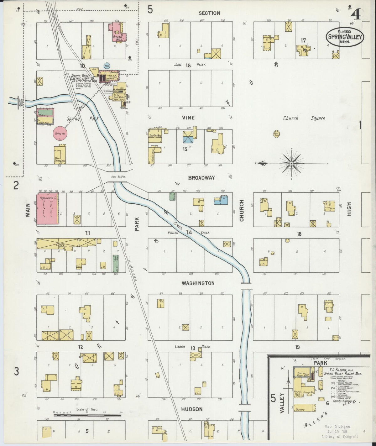 Sanborn Fire Insurance Map from Spring Valley, Fillmore County, Minnesota (1900), Sheet #0004 - Historic Sanborn Fire Insurance Map Print, vintage old map wall art, antique decor, genealogy gift, Minnesota Minnesota map