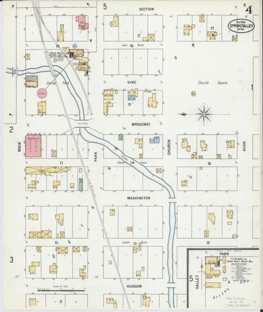 Sanborn Fire Insurance Map from Spring Valley, Fillmore County, Minnesota (1900), Sheet #0004 - Historic Sanborn Fire Insurance Map Print, vintage old map wall art, antique decor, genealogy gift, Minnesota Minnesota map
