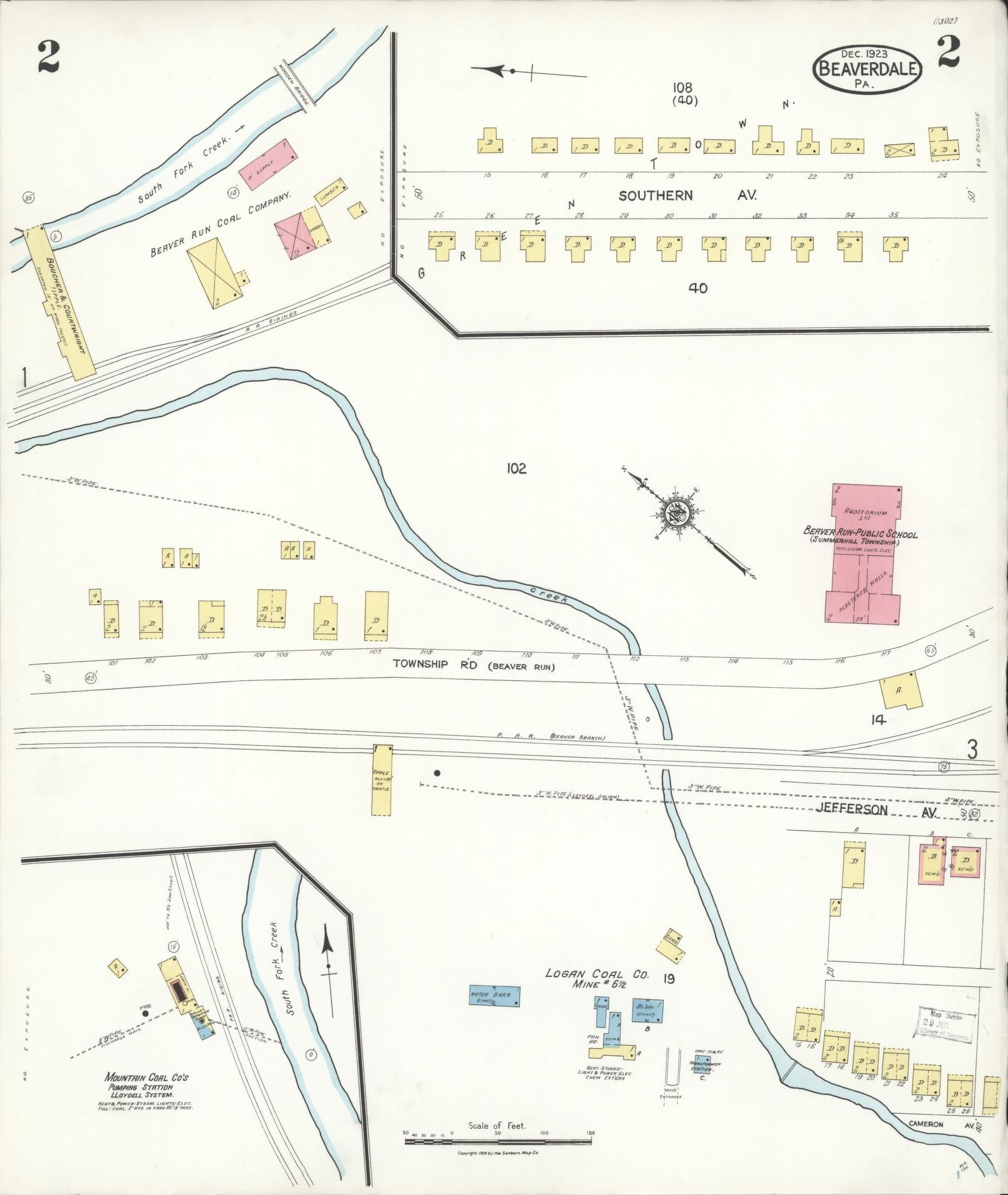 Sanborn Fire Insurance Map from Beaverdale, Cambria County, Pennsylvania (1923), Sheet #0002 - Historic Sanborn Fire Insurance Map Print, vintage old map wall art, antique decor, genealogy gift, Pennsylvania Pennsylvania map