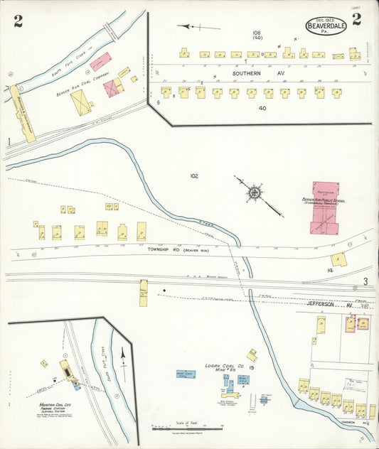 Sanborn Fire Insurance Map from Beaverdale, Cambria County, Pennsylvania (1923), Sheet #0002 - Historic Sanborn Fire Insurance Map Print, vintage old map wall art, antique decor, genealogy gift, Pennsylvania Pennsylvania map