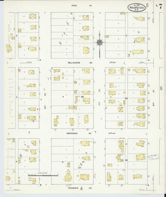 Sanborn Fire Insurance Map from Wahpeton, Richland County, North Dakota (1910), Sheet #0007 - Historic Sanborn Fire Insurance Map Print, vintage old map wall art, antique decor, genealogy gift, North Dakota North Dakota map