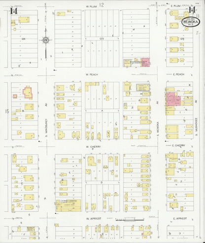 Sanborn Fire Insurance Map from Wewoka, Seminole County, Oklahoma (1930), Sheet #0014 - Complete Map Set gallery image, historic Sanborn map, vintage wall art, Oklahoma Oklahoma