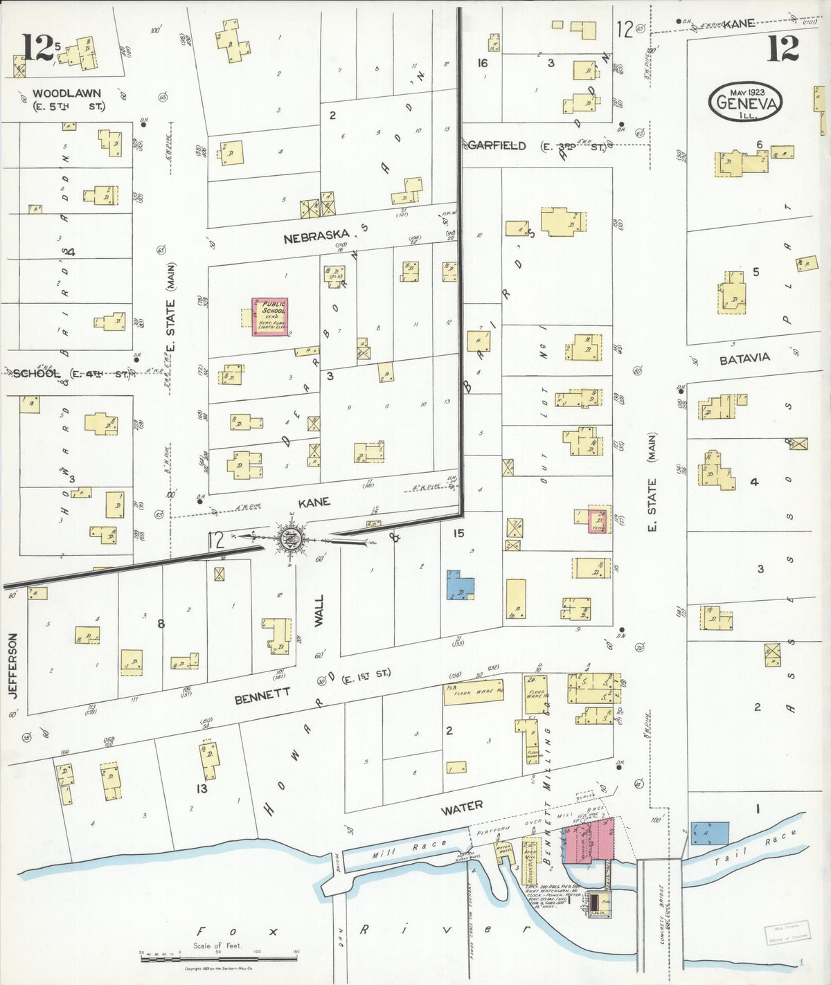 Sanborn Fire Insurance Map from Geneva, Kane County, Illinois (1923), Sheet #0012 - Complete Map Set gallery image, historic Sanborn map, vintage wall art, Illinois Illinois