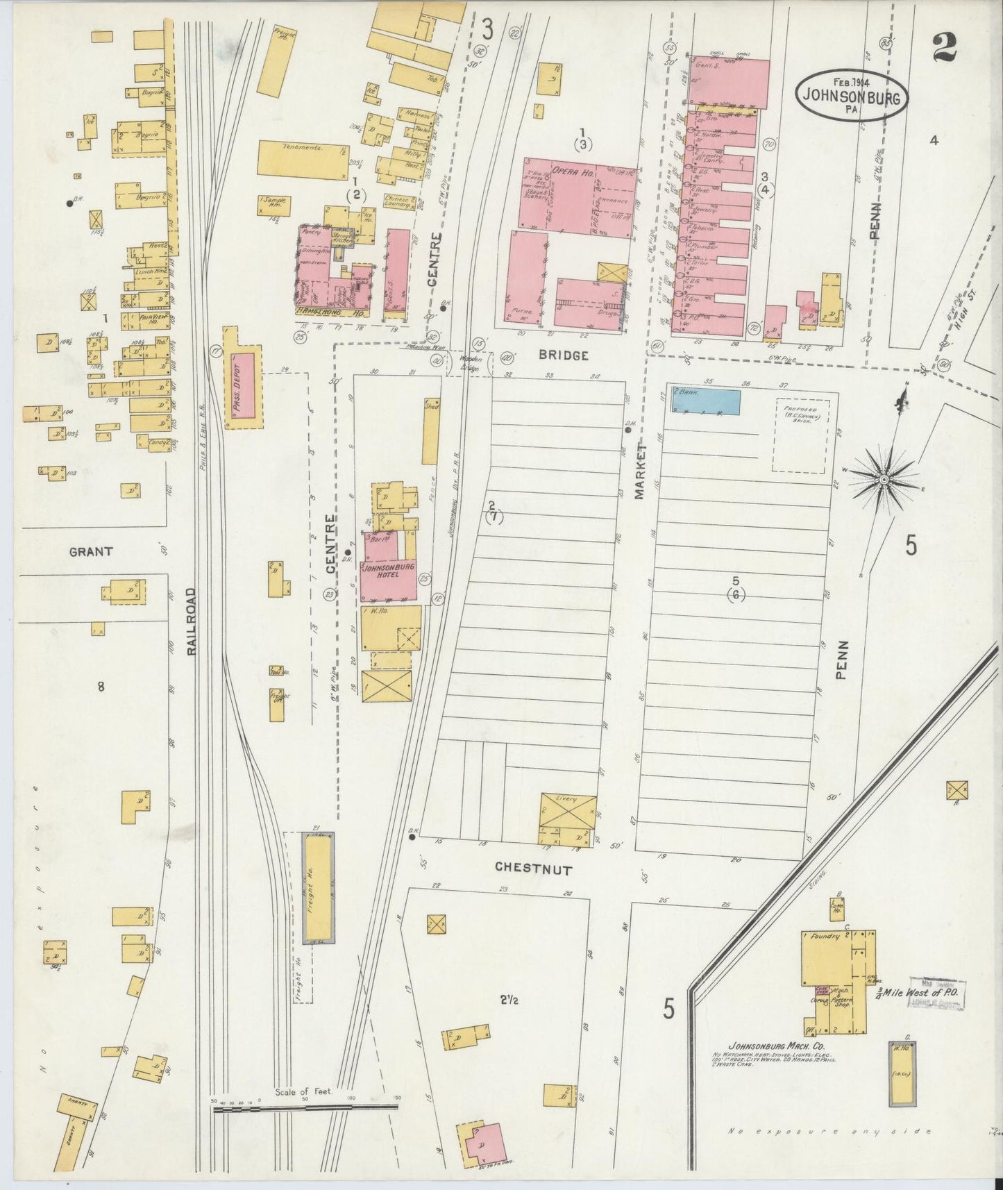Sanborn Fire Insurance Map from Johnsonburg, Elk County, Pennsylvania (1904), Sheet #0002 - Historic Sanborn Fire Insurance Map Print, vintage old map wall art, antique decor, genealogy gift, Pennsylvania Pennsylvania map