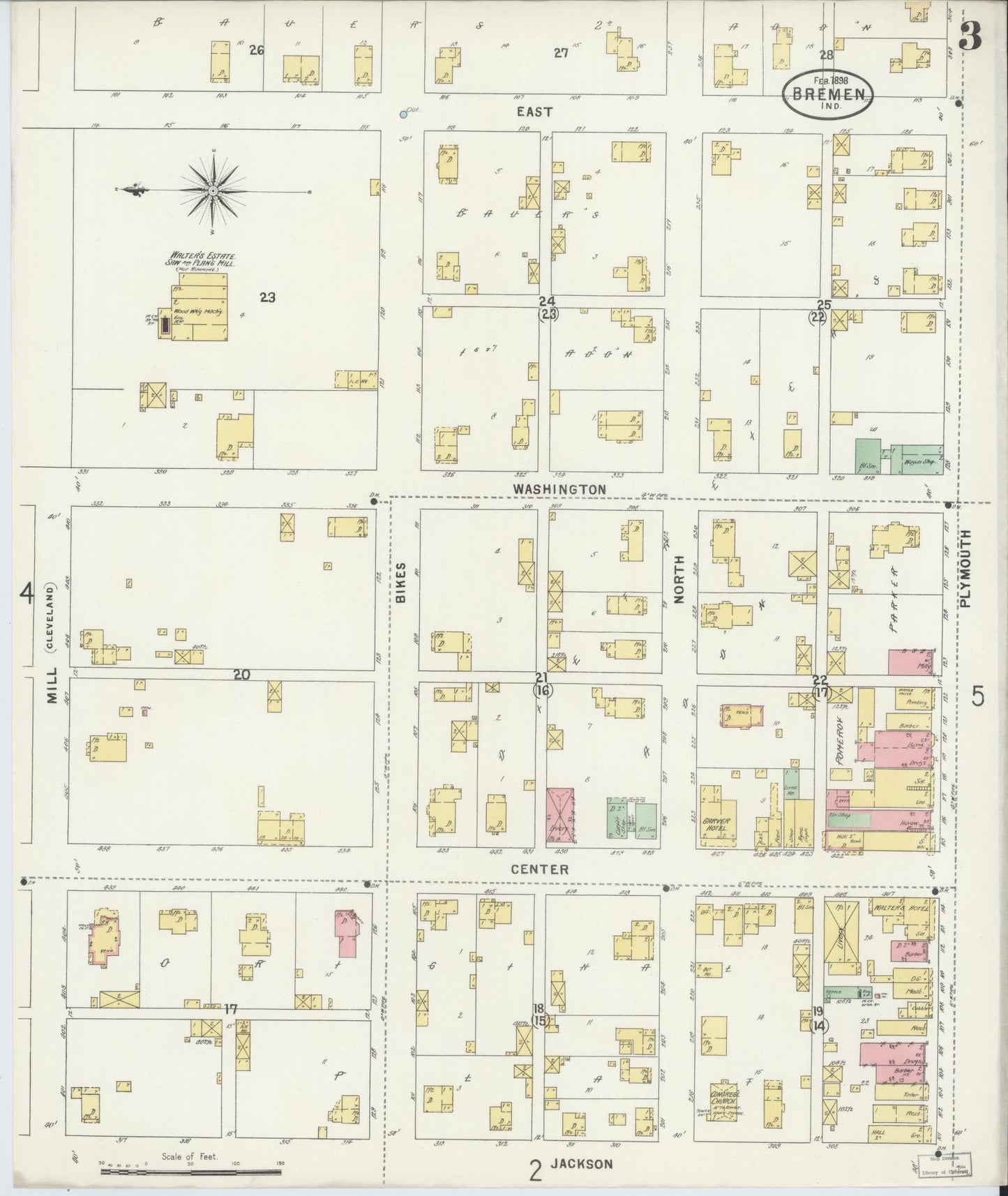 Sanborn Fire Insurance Map from Bremen, Marshall County, Indiana (1898), Sheet #0003 - Complete Map Set gallery image, historic Sanborn map, vintage wall art, Indiana Indiana
