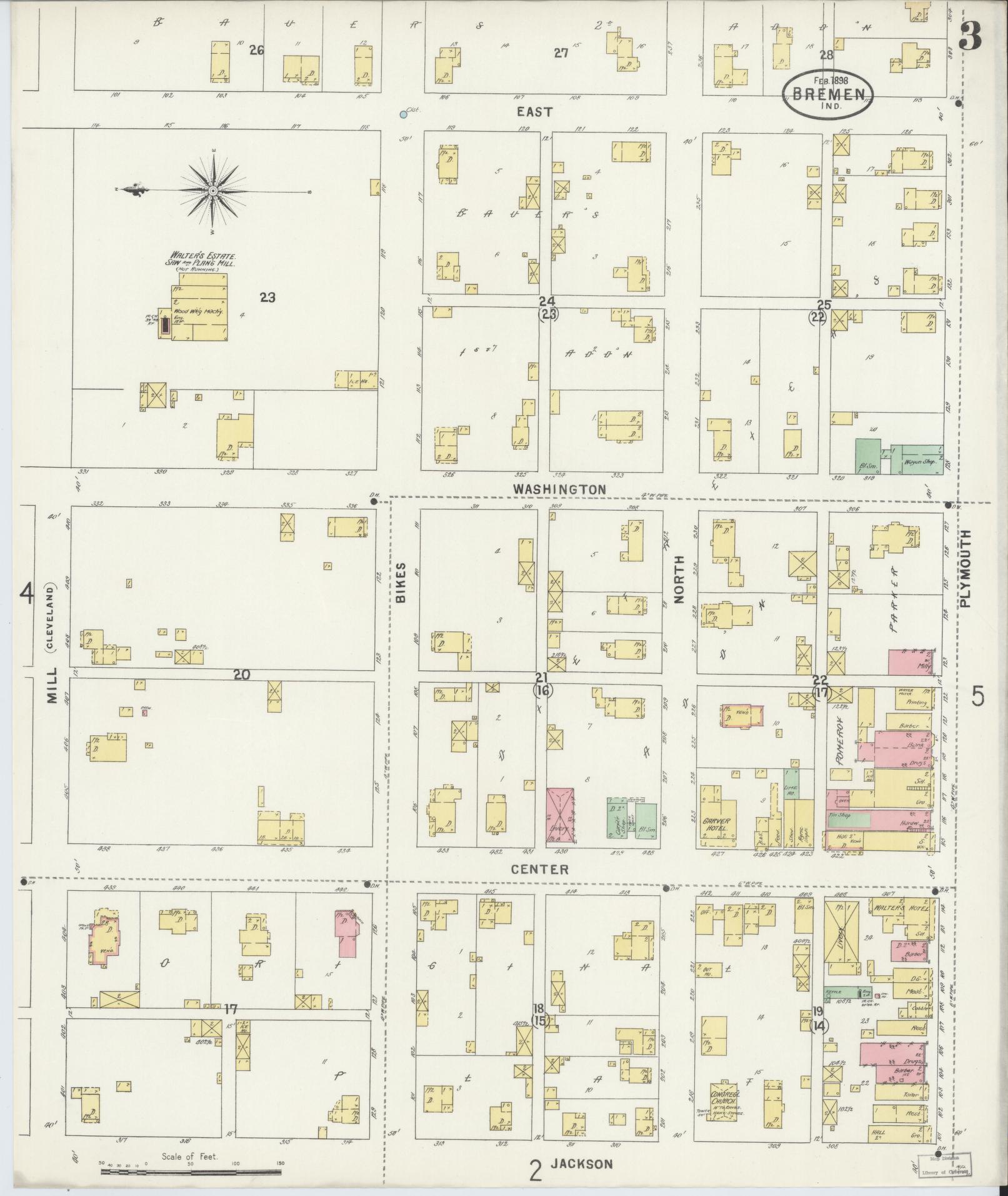 Sanborn Fire Insurance Map from Bremen, Marshall County, Indiana (1898), Sheet #0003 - Complete Map Set gallery image, historic Sanborn map, vintage wall art, Indiana Indiana