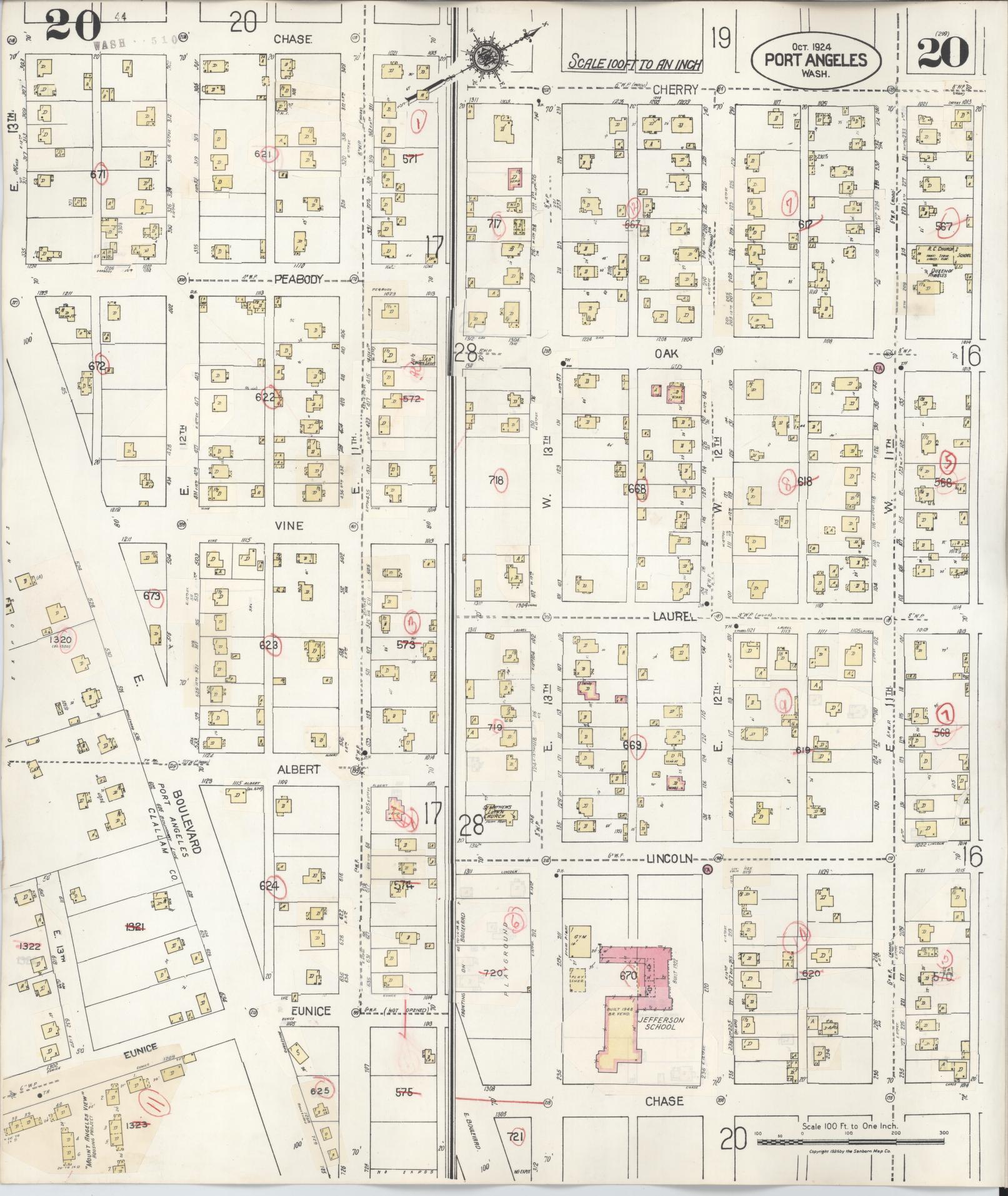 Sanborn Fire Insurance Map from Port Angeles, Clallam County, Washington (1949), Sheet #0020 - Complete Map Set gallery image, historic Sanborn map, vintage wall art, Washington Washington