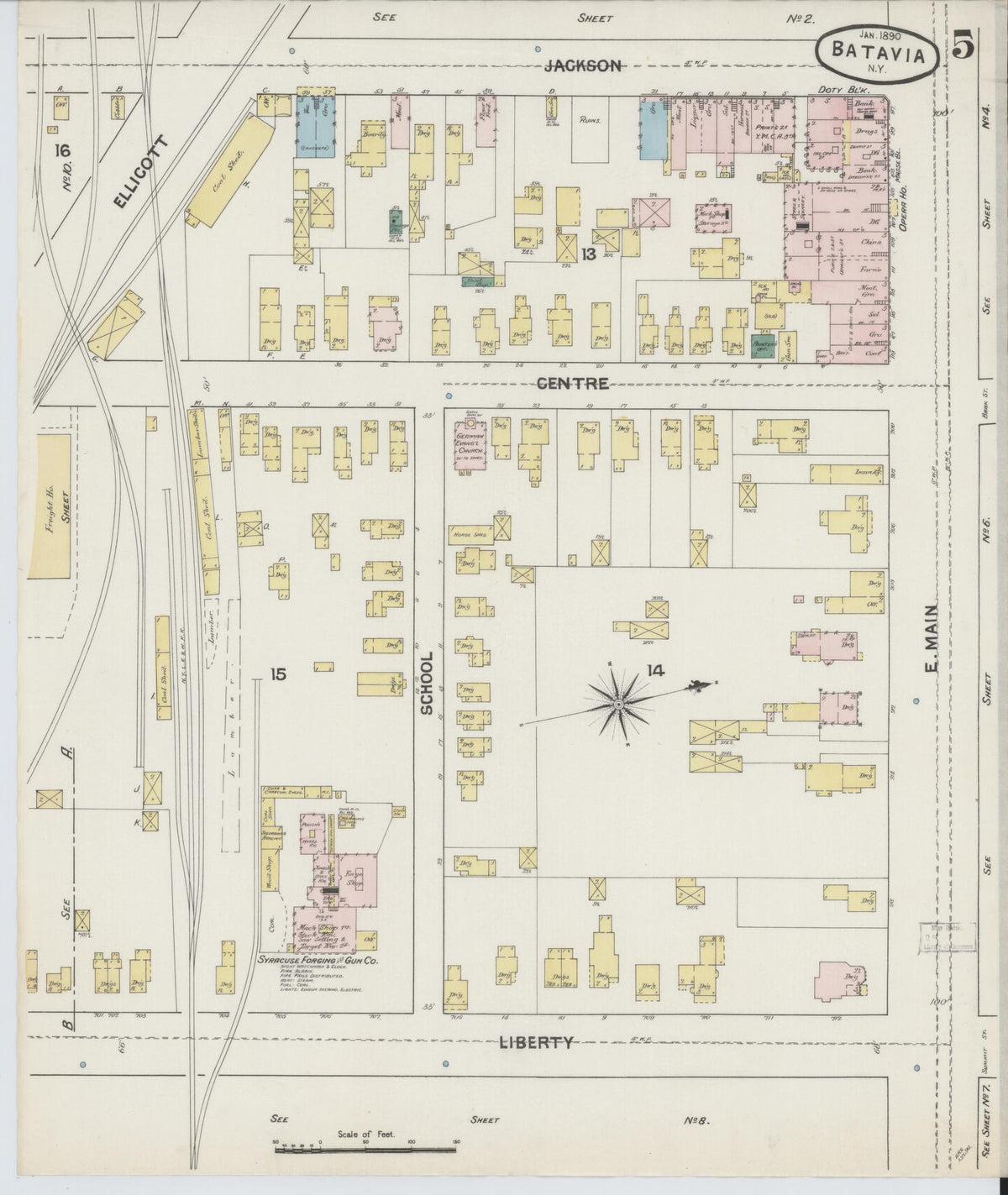Sanborn Fire Insurance Map from Batavia, Genesee County, New York (1890), Sheet #0005 - Historic Sanborn Fire Insurance Map Print, vintage old map wall art, antique decor, genealogy gift, New York New York map