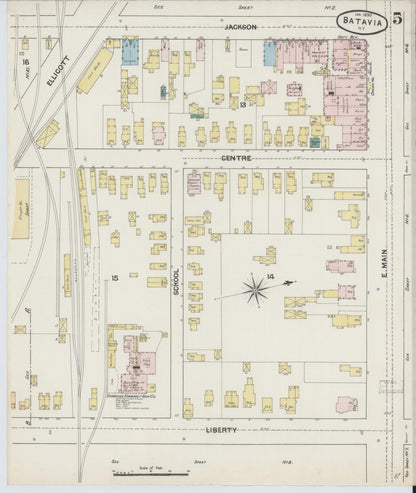 Sanborn Fire Insurance Map from Batavia, Genesee County, New York (1890), Sheet #0005 - Historic Sanborn Fire Insurance Map Print, vintage old map wall art, antique decor, genealogy gift, New York New York map