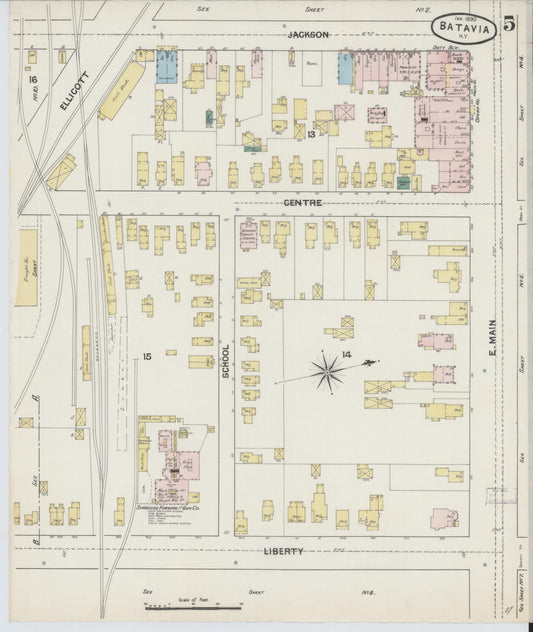 Sanborn Fire Insurance Map from Batavia, Genesee County, New York (1890), Sheet #0005 - Historic Sanborn Fire Insurance Map Print, vintage old map wall art, antique decor, genealogy gift, New York New York map