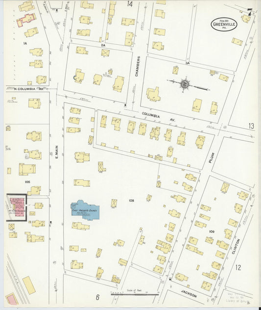 Sanborn Fire Insurance Map from Greenville, Mercer County, Pennsylvania (1911), Sheet #0007 - Historic Sanborn Fire Insurance Map Print, vintage old map wall art, antique decor, genealogy gift, Pennsylvania Pennsylvania map