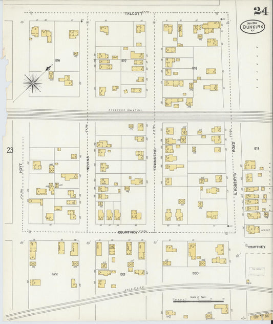 Sanborn Fire Insurance Map from Dunkirk, Chautauqua County, New York (1904), Sheet #0024 - Historic Sanborn Fire Insurance Map Print, vintage old map wall art, antique decor, genealogy gift, New York New York map