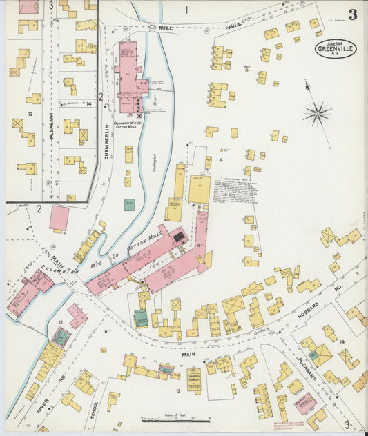 Sanborn Fire Insurance Map from Greenville, Hillsborough County, New Hampshire (1904), Sheet #0003 - Historic Sanborn Fire Insurance Map Print, vintage old map wall art, antique decor, genealogy gift, New Hampshire New Hampshire map