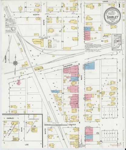 Sanborn Fire Insurance Map from Shirley, Hancock And Henry Counties, Indiana (1919), Sheet #0001 - Historic Sanborn Fire Insurance Map Print, vintage old map wall art, antique decor, genealogy gift, Indiana Indiana map