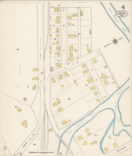 Sanborn Fire Insurance Map from Colfax, Whitman County, Washington (1912), Sheet #0004 - Historic Sanborn Fire Insurance Map Print, vintage old map wall art, antique decor, genealogy gift, Washington Washington map