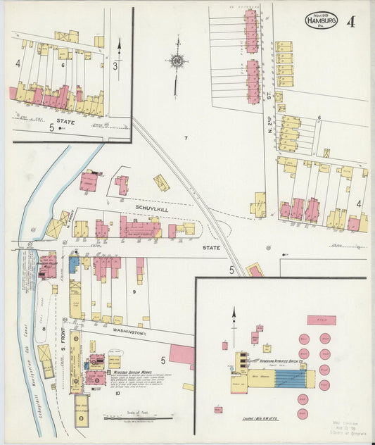 Sanborn Fire Insurance Map from Hamburg, Berks County, Pennsylvania (1919), Sheet #0004 - Historic Sanborn Fire Insurance Map Print, vintage old map wall art, antique decor, genealogy gift, Pennsylvania Pennsylvania map
