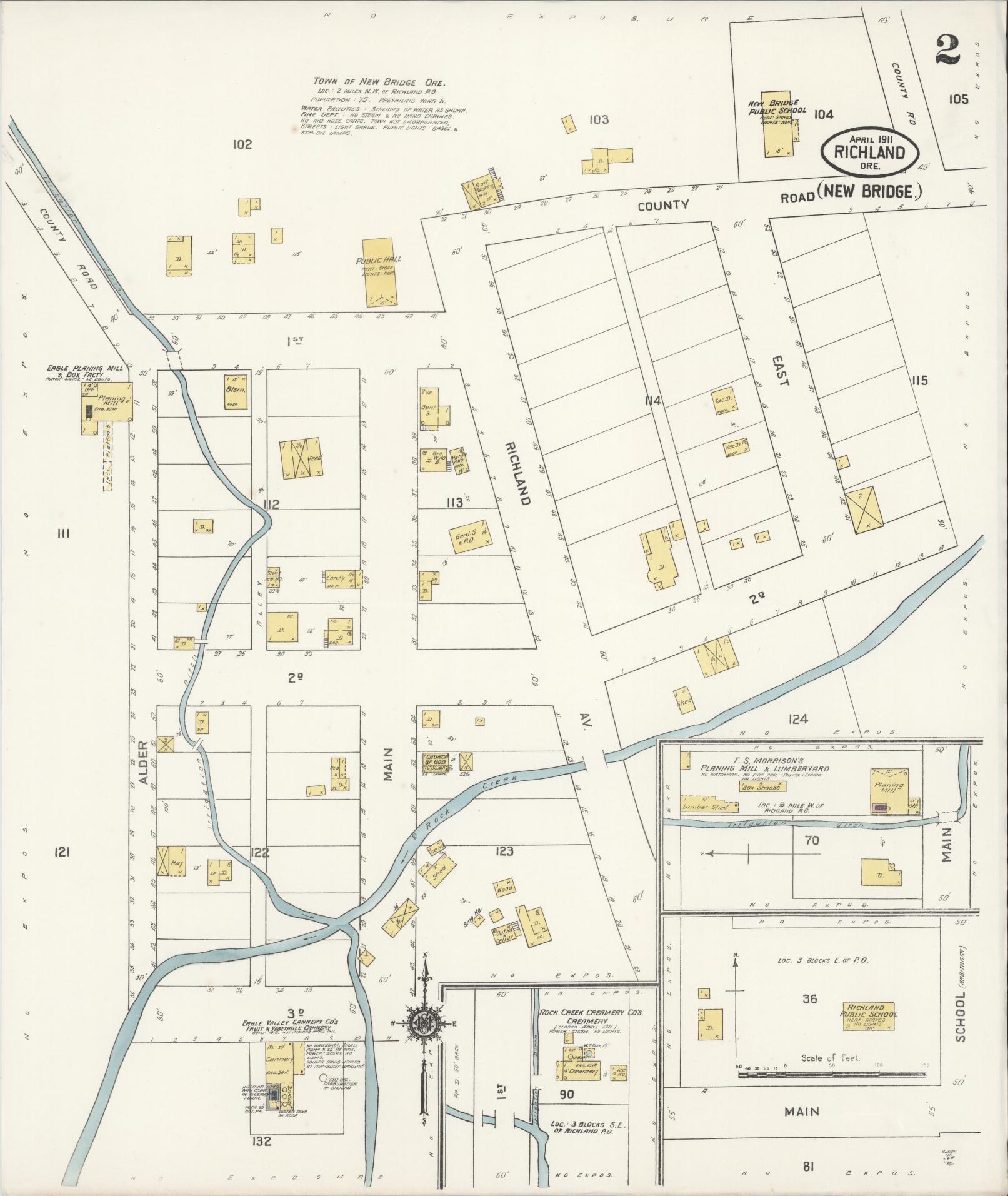 Sanborn Fire Insurance Map from Richland, Baker County, Oregon (1911), Sheet #0002 - Complete Map Set gallery image, historic Sanborn map, vintage wall art, Oregon Oregon