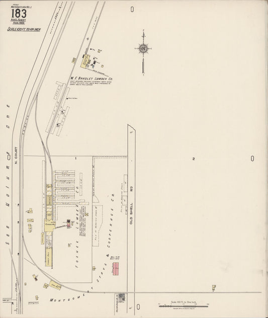 Sanborn Fire Insurance Map from Montgomery, Montgomery County, Alabama (1922), Sheet #0183 - Historic Sanborn Fire Insurance Map Print, vintage old map wall art, antique decor, genealogy gift, Alabama Alabama map