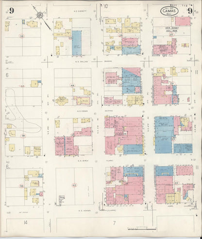 Sanborn Fire Insurance Map from Camas, Clark County, Washington (1943), Sheet #0009 - Complete Map Set gallery image, historic Sanborn map, vintage wall art, Washington Washington
