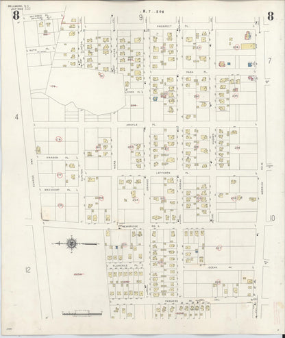 Sanborn Fire Insurance Map from Bellmore, Nassau County, New York (1945), Sheet #0008 - Complete Map Set gallery image, historic Sanborn map, vintage wall art, New York New York