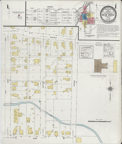 Sanborn Fire Insurance Map from New Paris, Preble County, Ohio (1927), Sheet #0001 - Complete Map Set gallery image, historic Sanborn map, vintage wall art, Ohio Ohio