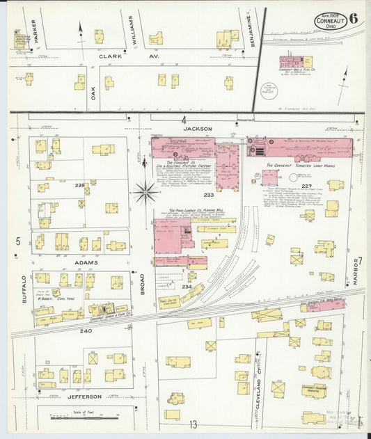 Sanborn Fire Insurance Map from Conneaut, Ashtabula County, Ohio (1909), Sheet #0006 - Historic Sanborn Fire Insurance Map Print, vintage old map wall art, antique decor, genealogy gift, Ohio Ohio map