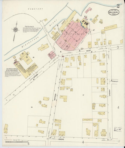 Sanborn Fire Insurance Map from Millbury, Worcester County, Massachusetts (1913), Sheet #0002 - Complete Map Set gallery image, historic Sanborn map, vintage wall art, Massachusetts Massachusetts