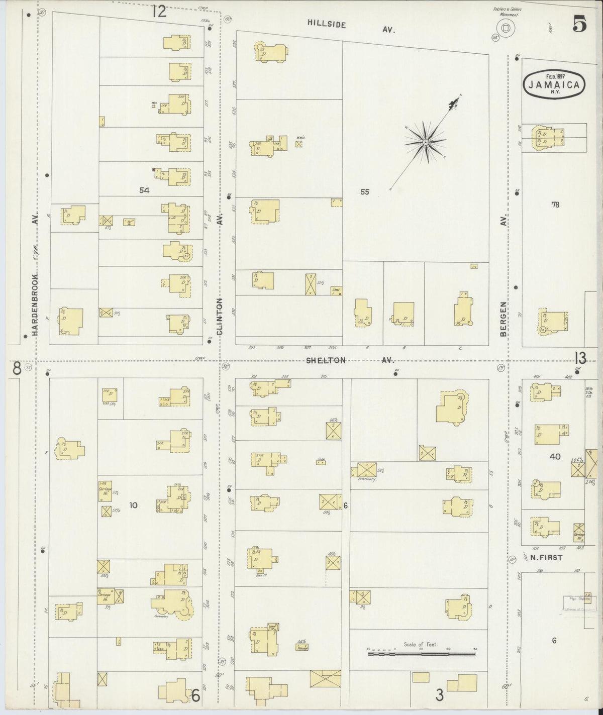 Sanborn Fire Insurance Map from Jamaica, Queens County, New York (1897), Sheet #0005 - Complete Map Set gallery image, historic Sanborn map, vintage wall art, New York New York