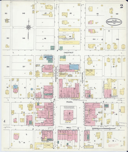 Sanborn Fire Insurance Map from Harrisonville, Cass County, Missouri (1909), Sheet #0002 - Complete Map Set gallery image, historic Sanborn map, vintage wall art, Missouri Missouri