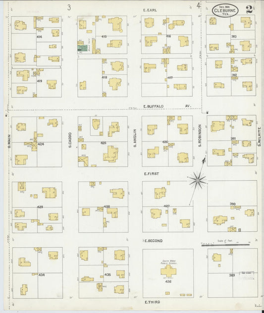 Sanborn Fire Insurance Map from Cleburne, Johnson County, Texas (1904), Sheet #0002 - Historic Sanborn Fire Insurance Map Print, vintage old map wall art, antique decor, genealogy gift, Texas Texas map