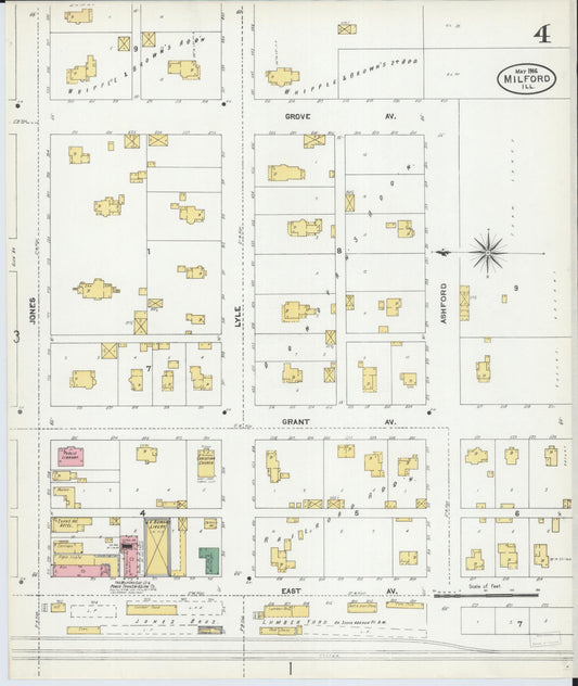 Sanborn Fire Insurance Map from Milford, Iroquois County, Illinois (1906), Sheet #0004 - Historic Sanborn Fire Insurance Map Print, vintage old map wall art, antique decor, genealogy gift, Illinois Illinois map