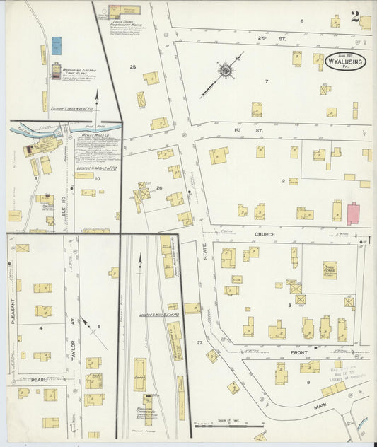 Sanborn Fire Insurance Map from Wyalusing, Wyoming County, Pennsylvania (1911), Sheet #0002 - Historic Sanborn Fire Insurance Map Print, vintage old map wall art, antique decor, genealogy gift, Pennsylvania Pennsylvania map