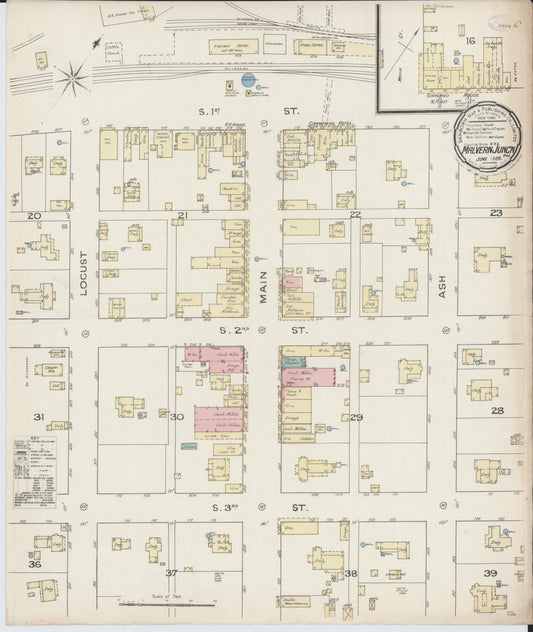 Sanborn Fire Insurance Map from Malvern, Hot Springs County, Arkansas (1886), Sheet #0001 - Historic Sanborn Fire Insurance Map Print, vintage old map wall art, antique decor, genealogy gift, Arkansas Arkansas map