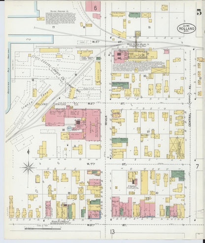 Sanborn Fire Insurance Map from Holland, Ottawa County, Michigan (1902), Sheet #0005 - Historic Sanborn Fire Insurance Map Print, vintage old map wall art, antique decor, genealogy gift, Michigan Michigan map