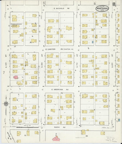 Sanborn Fire Insurance Map from Montevideo, Chippewa County, Minnesota (1917), Sheet #0008 - Historic Sanborn Fire Insurance Map Print, vintage old map wall art, antique decor, genealogy gift, Minnesota Minnesota map