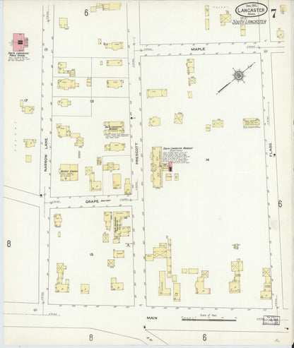 Sanborn Fire Insurance Map from Lancaster, Worcester County, Massachusetts (1910), Sheet #0007 - Historic Sanborn Fire Insurance Map Print, vintage old map wall art, antique decor, genealogy gift, Massachusetts Massachusetts map