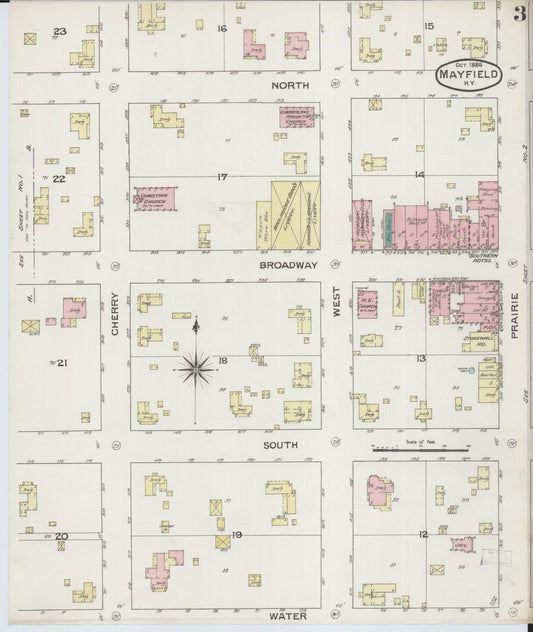 Sanborn Fire Insurance Map from Mayfield, Graves County, Kentucky (1886), Sheet #0003 - Historic Sanborn Fire Insurance Map Print, vintage old map wall art, antique decor, genealogy gift, Kentucky Kentucky map