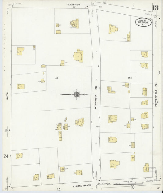 Sanborn Fire Insurance Map from Freeport, Nassau County, New York (1910), Sheet #0013 - Historic Sanborn Fire Insurance Map Print, vintage old map wall art, antique decor, genealogy gift, New York New York map