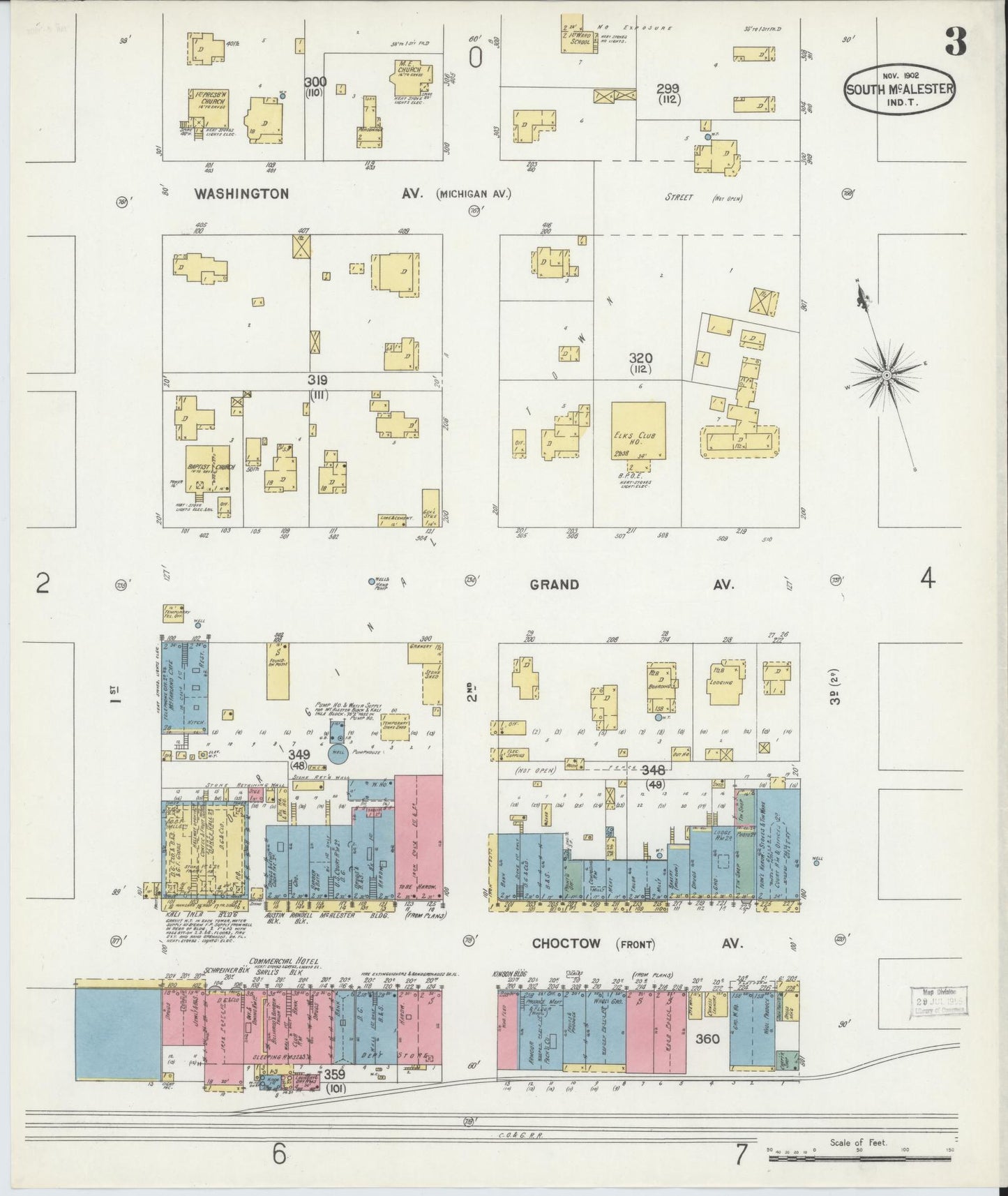 Sanborn Fire Insurance Map from South McAlester, Pittsburg County, Oklahoma (1902), Sheet #0003 - Complete Map Set gallery image, historic Sanborn map, vintage wall art, Oklahoma Oklahoma
